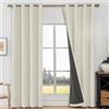 CYCMACO Tende Per Interni Finto Lino 2 Pezzi, 140x200cm, Tenda Termica Isolante Freddo E Caldo Moderne, Tende Oscuranti, Tenda Oscurante Da Interno Con Anelli, Per Soggiorno Camera, Beige Chiaro