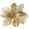 lyrlody 10 Pezzi di Venatura di Poinsettia di Natale 10pcs Decorazione per festività Artificiali Riutilizzabili per la Porta della Parete Dell'albero con 6 Colori 4,33 Pollici (GOLD)