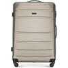 WITTCHEN Valigia grande trolley da viaggio check-in guscio rigido ABS con 4 ruote piroettanti chiusura a combinazione maniglia telescopica Globe Line Champagne Ryanair/ITA Airways