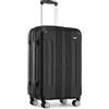 KONO Trolley Bagaglio a Mano Rigidi ABS 55x35x20 Valigia con 4 Ruota Valigie 33L (Nero)