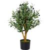 Leaf Design UK - Albero di ulivo artificiale in vaso di plastica nero, 65 cm