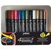 Pebeo Acrylic Marker-Cofanetto Metallico da 12 Pennarelli Acrilici-A Base d'Acqua, Permanenti-Innesco e Asciugatura Rapida-Multi Punta Polivalente Rotonda 1,2 mm