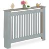 Relaxdays Copritermosifone in Legno MDF, Copricalorifero Rustico, 83x112x19 cm, Copertura Protezione Termosifone, Grigio
