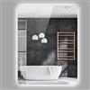 FANTASK Specchio da bagno rettangolare a LED, in vetro temperato, con controllo touch, dimmerabile, funzione anti-appannamento e memoria (80 L x 60 B)