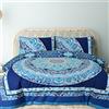 Sleepdown - Set con copripiumino e federe, reversibile, morbido, facile da pulire, colore: blu, motivo cachemire a mandala geometrico, king size, 220 x 230 cm