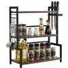 Relaxdays scaffale da appoggio cucina HxLxP:51x43x20 cm, ganci e portacoltelli, porta spezie industrial marrone/nero