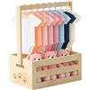 Behogan Regalo per baby shower con maniglia, cestino portaoggetti per bambini con 8 grucce, cestino regalo in legno, cestino per neonati per donne incinte nuovi genitori, ideale per pannolini, vestiti e