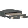 vidaXL Divano letto estraibile con cassetti Grigio scuro 80x200 cm Tessuto
