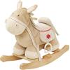 roba Cavallo a Dondolo per Bambini - in Legno con Rivestimento in Tessuto e Peluche - con Staffe - Ideale Come Regalo di Compleanno e Natale - dai 12 Mesi in su - Beige