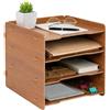Relaxdays Portadocumenti, 4 scomparti, DIN A4, AxLxP 25x25x31 cm | MDF effetto legno, marrone
