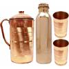 Fashion_Art Brocca in rame puro fatta a mano bottiglia da 1500 ml 900 ml e 2 bicchieri in...