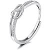 JeweBella Anelli Donna Argento 925, Regolabile Anelli con Nodo d'Amore in Argento 925, Aenlli Anniversario, Anelli di Fidanzamento, Anelli Argento Donna, Anelli Promessa Regalo Argento/Oro/Oro Rosa