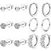 JeweBella 6 Paia Orecchini Donna Argento 925 Piccoli Orecchini Cerchio Argento Anallergici Set Orecchini Zirconia Cartilagine Argento Orecchini Cerchio Argento 925 per Donna Ragazze
