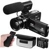 HOMOBABE Videocamera Digitale Schermo Touch Ips HD da 3 Pollici | 4k 30fps e Zoom Digitale 18x, Microfono Integrato ed Esterno, Batteria al Litio da 1700mah