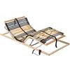 Tidyard Rete a Doghe per Letto Singolo Elettrico 7 Zone con 28 Doghe in Legno 70/80/90/100x200 cm, Alzabile