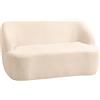 HOMCOM Divano 2 Posti in Tessuto Bouclé 142 cm con Schienale e Seduta Curvati, Completamente Comprimibile, Divano Moderno per Camera, Appartamento, Piccolo Spazio, Nessun Montaggio Richiesto, Beige