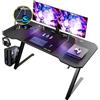GTPLAYER Tavolo da gioco 120 x 60 cm, con tappetino per mouse, Tavolo da gioco per computer in fibra di carbonio con gancio per casco, nero (con presa multipla)