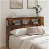 SECOLI Testiera Letto Matrimoniale Testiera Letto con Scomparti Testiera con Luci in Legno Multistrato Rovere Fumo 160x18,5x103,5 cm