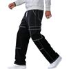Vhersily Pantaloni Casual Da Uomo Harajuku Hip Hop Cargo Con Cuciture Bianche A Vita Alta, Multitasche Baggy Y2K Jeans Lunghi Alla Moda Da Palestra Moto Da Basket Pantaloni Giapponesi Streetwear