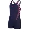 Speedo Junior Girl's Hyperboom Splice Legsuit | Chlorine Resistant | Quick Drying | Stretch Fabric | Comfort Fit | 1 Piece, True Navy/Electric Pink/Fandango Pink, 5-6 Years