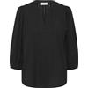 KAFFE Women's Blouse V-Notch Neck 3/4 Sleeves Regular Fit Band Collar Hip Length Camicia da Donna, Nero Deep, 48
