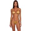 KATELIVA Set Bikini da Donna in Raso, Due Pezzi, Rosso Ciliegia, 80% Nylon 20% Elastan, Modellante, Stile Moderno, Regolabile, Casual (IT, Testo, S, Regular, Regular, Gold)