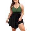 Vijamiy Costume Intero Donna Taglie Forti Costume da Bagno Sexy Scollo A V Push Up Costumi Donna Mare Gonna da Bagno con Pantaloncini Swimsuit Skirt Beachwear L-4XL