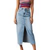 Vhersily 2026 Gonna in Denim da Donna con Elastico in Vita Tasche Posteriori Divise Lunghezza Maxi Gonne Lunghe in Jeans a Vita Alta Lunghezza Al Polpaccio con Spacco Anteriore Effetto Vintage