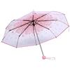 Ejoyous Ombrello Pieghevole Ombrello Trasparente con Fiori, Ombrello Pieghevole Ombrello Principessa Modello Fiori Ombrello da Viaggio Leggero Antivento Trasparente Diametro 93 Cm (Rosa)