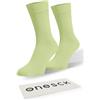 ONESCK Calzini in cotone super morbido dai colori vivaci in tinta unita per uomo e donna, Verde salvia, 4-7