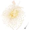 AQOKKA Cappelli Fascinator da Donna con Fiori, Fascinator con Cerchietto e Fermaglio, Copricapo per Tè da Cerimonia per Donne e Ragazze, Beige, Taglia unica