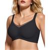 Adisputent Reggiseni senza fili per le donne senza cuciture Jelly Push Up Bra Crossover Mesh Reggiseno di supporto senza ferretto Copertura completa imbottito in pizzo scollo a V bralette, Nero , L