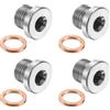 PATIKIL 4 Pc Tappi Filettati 1/8 BSP, 304 Acciaio Inossidabile Testa A Bussola Interna Adattatore Connettore Per Tubo Con Rame Di Tenuta Per Olio Gas Acqua