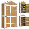 Outsunny Armadio da giardino in legno - capanno da giardino esterno impermeabile con tetto in metallo - mobile di immagazzinaggio terrazza a doppia porta per attrezzi da giardinaggio, 105 x 55 x 179