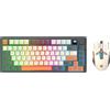 Lancoon Tastiera e Mouse Wireless Combo con Controllo Volume Doppia Modalità 80 Tasti Schermo Display Colore Luce Ricaricabile Mouse DPI Regolabile per Gaming Computer PC