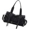 Shurhome Borse avambraccio da donna in pelle PU con tasche multiple e tracolla regolabile, borsa a tracolla da viaggio, borsa a mano, libri tascabili da donna, Nero