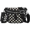Meliyya Marsupio da donna in pelle PU alla moda marsupio marsupio per telefono trapuntato a reticolo borsa da palestra marsupio, E-riveted Chest Bag, Nero, Taglia unica, Borsa da petto