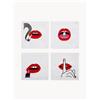 Jonathan Adler Set di 4 tovaglioli in lino Lips - Rosso, Bianco