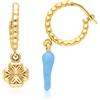 LUXURY MILANO Orecchini cerchio pallinato argento dorato azzurro