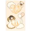 THUN, Portafoto Doppio con Cuore in Ceramica Decorata a Mano, Linea Baby, 20 x 30.5 cm