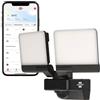 Brennenstuhl Connect WiFi Faretto LED doppio WFD 3051 P con rilevatore di movimento (36 W, 4300 lm, IP54, varie funzioni di luce regolabili tramite app, faretto da esterno per montaggio a parete)