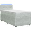 vidaXL Letto a molle con materasso grigio chiaro 90 x 190 cm in velluto
