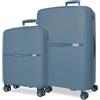 Movom Noon - Set di valigie blu 56/66 cm, rigido 2,8 kg, chiusura TSA polipropilene, 2,8 kg, 110,5 l, bagaglio a mano, blu, Taglia unica, Set di valigie