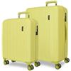 MOVOM Wood Valigia Cabina, Medie, Grandi e Set, Rigida ABS Chiusura TSA, 4 Ruote Doppie Estensibili Bags Bags Bags, giallo, 40 x 55 x 20 cm y 45 x 65 x 28 cm, Set 2 valigie