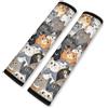 DOODLREAM 2 cuscinetti morbidi per cinture di sicurezza per auto con stampa di gatto dolce colorato per auto cintura di sicurezza per una guida comoda, compatibile con le cinture di sicurezza e le cinghie per