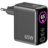 Celly - Caricatore Multiplo USB-C 65W GaN con Display LED, Ricarica Rapida per Laptop, Smartphone e Tablet