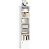 HOMCOM Libreria a 7 livelli, scaffale con porta, 40 x 30 x 180 cm, bianco