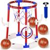 Dnoyevvs Giocattoli da basket per piscina, cestino da basket galleggiante per piscina con 4 palline, 6 anelli e pompa, ideale per bambini e adulti per divertirsi in acqua