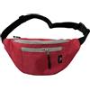OUTDOOR WORLD BE ACTIVE Outdoor World, marsupio unisex alla moda, con cinghia regolabile, per escursionismo, passeggiate, jogging, viaggi, corsa, sport, ciclismo, 3 scomparti con cerniera, Rosso, Taglia unica, Classico
