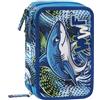Franco Cosimo Panini WWF - Astuccio Scuola Ufficiale WWF, Astuccio 3 Scomparti Bambino e Bambina con Set Cancelleria, Penna Cancellabile Blu e Pratica Chiusura a Zip, 20x13Hx7 cm, Squalo